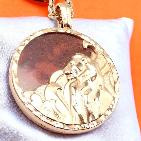 Van Cleef & Arpels Zodiaque 18k Rose Gold Leo Pendant Red Jasper Necklace + Cert - Picture 2 of 16